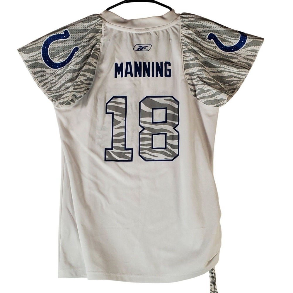NFL Team Apparel Peyton Manning Indianapolis Colts Jersey Womens Medium Zebra 18